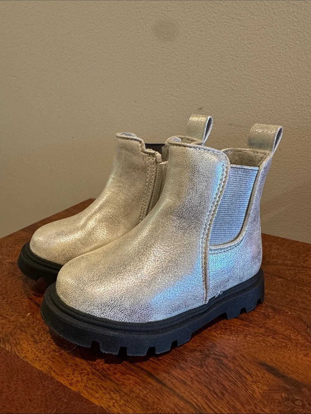 jumping beans Silver Metallic Chelsea Boots for Kids